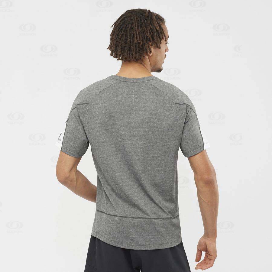 Grey Men's Salomon CROSS RUN GRAPHIC T Shirts | USA-L1648