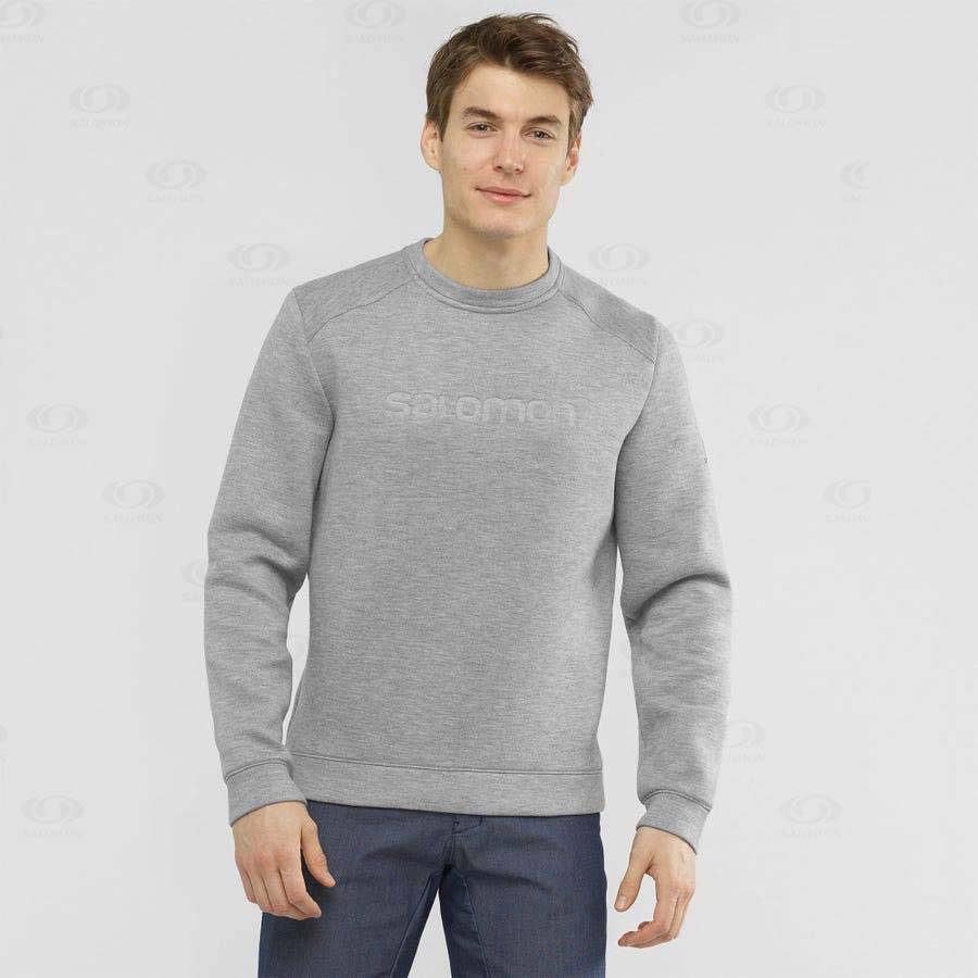 Grey Men's Salomon ESSENTIAL WARM Hoodie | USA-N1561