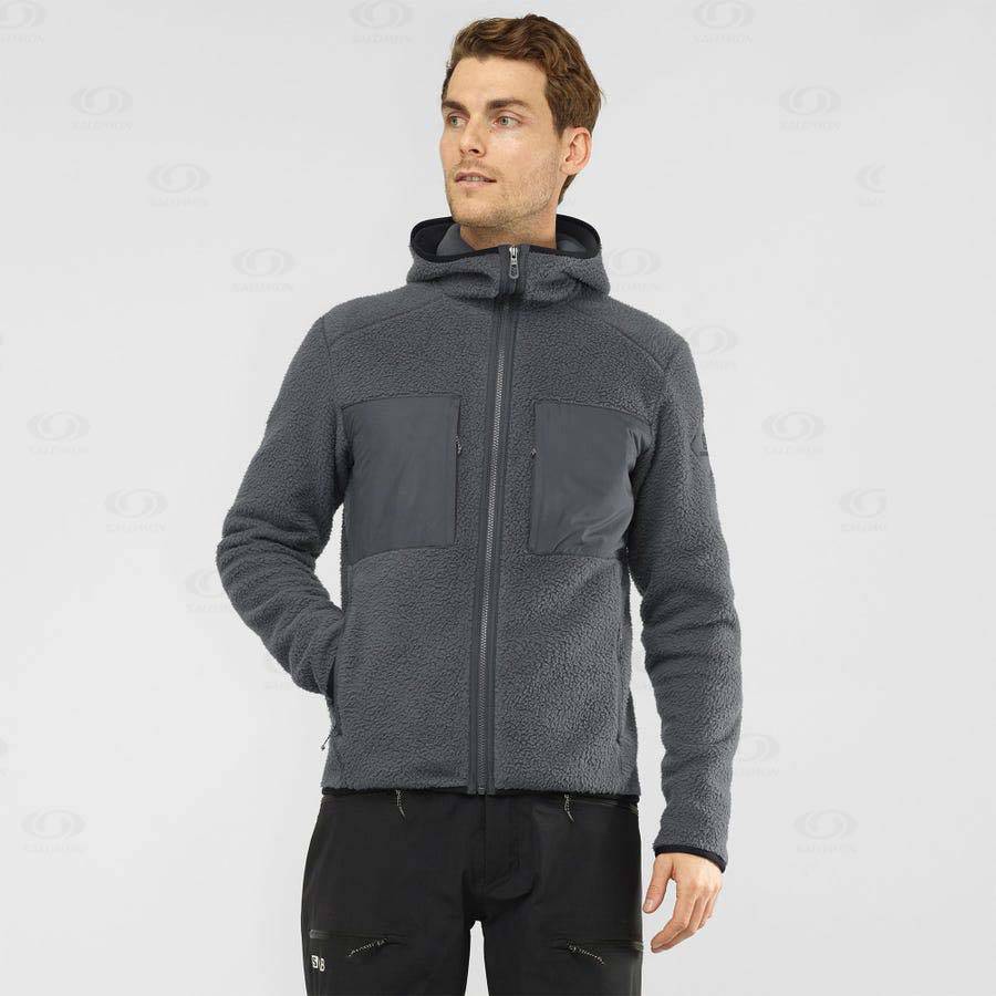 Grey Men's Salomon ESSENTIAL WARM TEDDY Hoodie | USA-A2319