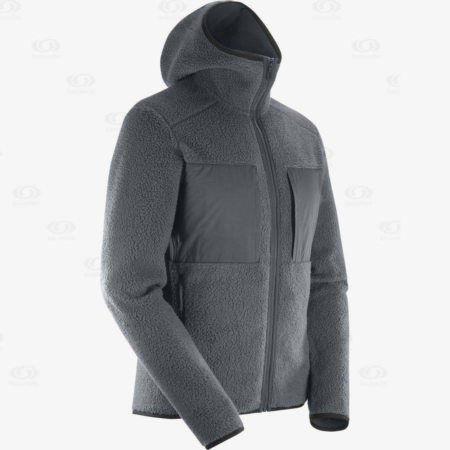 Grey Men's Salomon ESSENTIAL WARM TEDDY Hoodie | USA-A2319