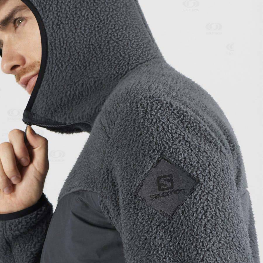 Grey Men's Salomon ESSENTIAL WARM TEDDY Hoodie | USA-A2319