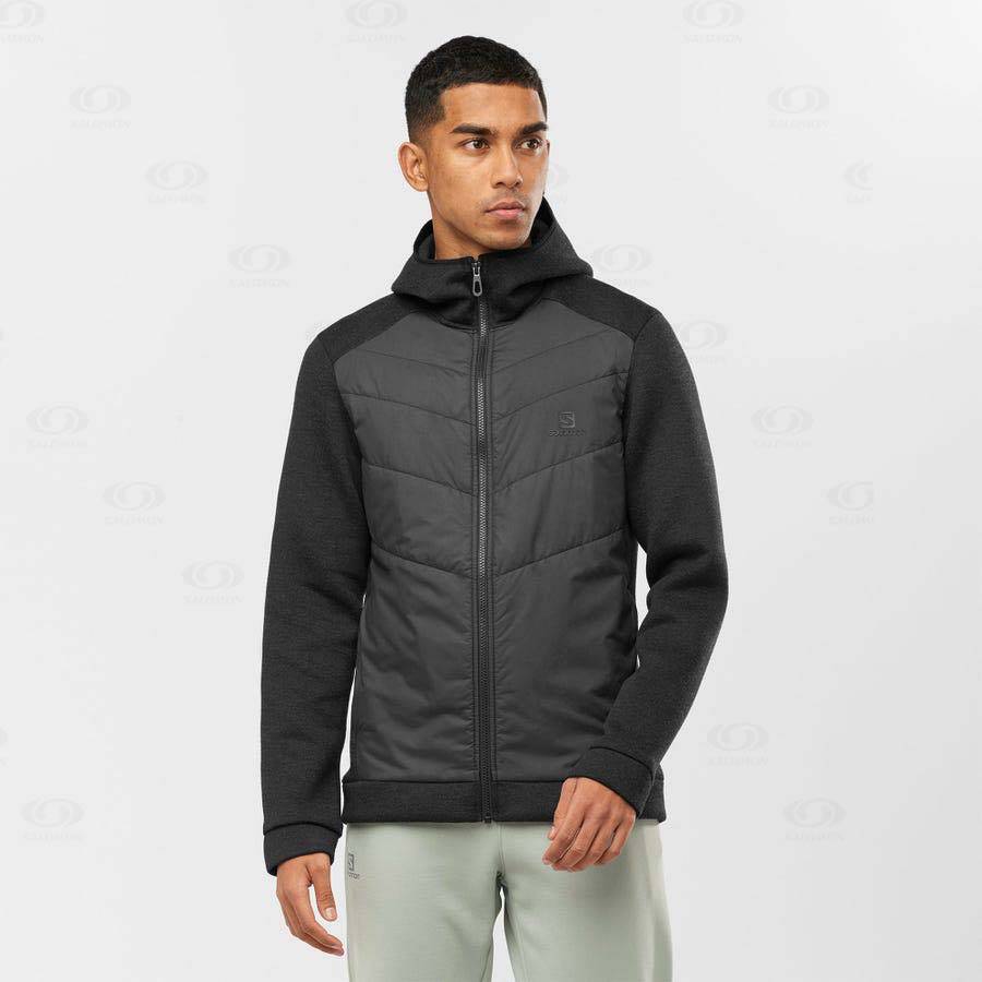 Grey Men's Salomon ESSENTIAL XWARM HYBRID Hoodie | USA-N1470