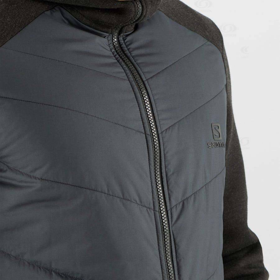 Grey Men's Salomon ESSENTIAL XWARM HYBRID Hoodie | USA-N1470