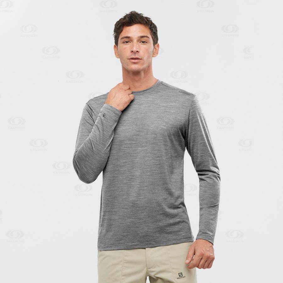 Grey Men's Salomon OUTLIFE MERINO BLEND T Shirts | USA-O2379