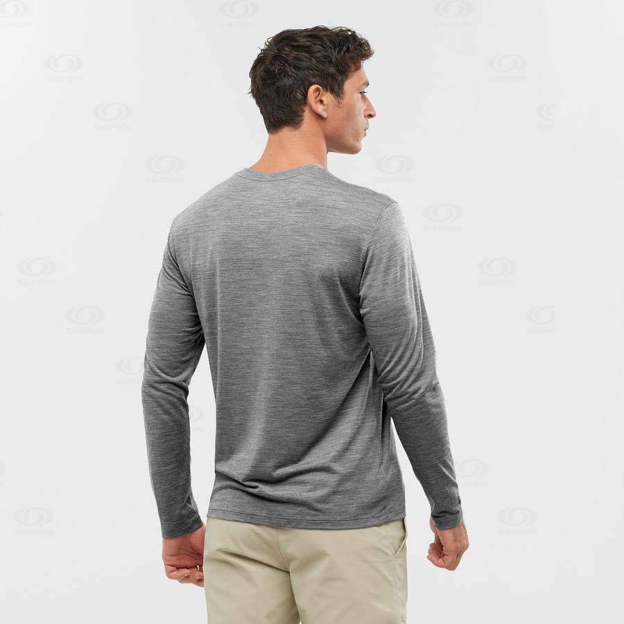 Grey Men's Salomon OUTLIFE MERINO BLEND T Shirts | USA-O2379