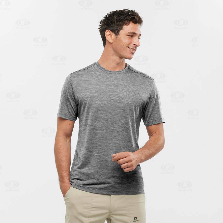 Grey Men's Salomon OUTLIFE MERINO BLEND T Shirts | USA-O2547