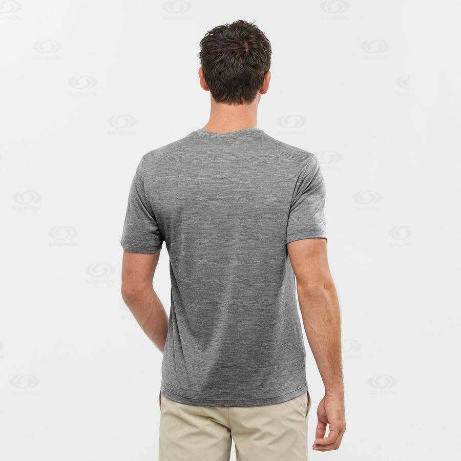 Grey Men's Salomon OUTLIFE MERINO BLEND T Shirts | USA-O2547