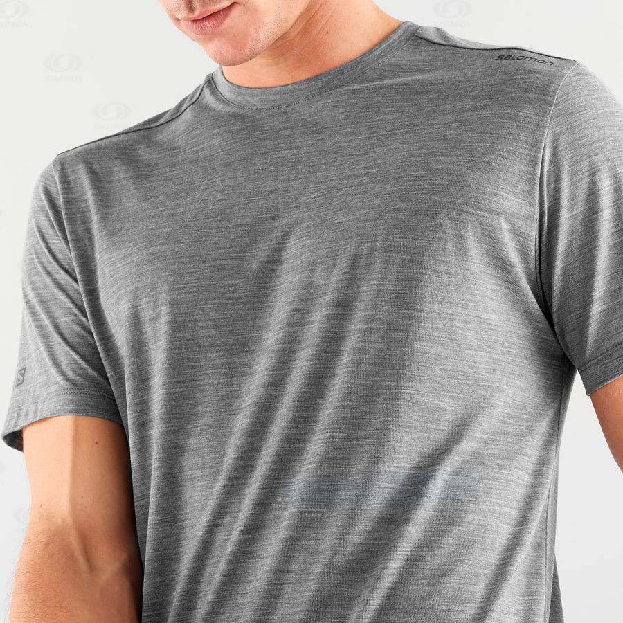 Grey Men's Salomon OUTLIFE MERINO BLEND T Shirts | USA-O2547