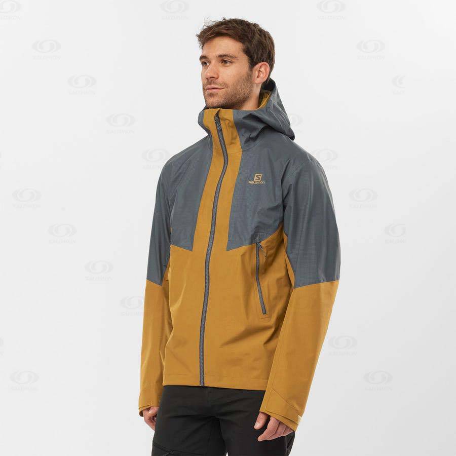 Grey Men's Salomon OUTLINE GORE-TEX HYBRID Waterproof Jackets | USA-S2542