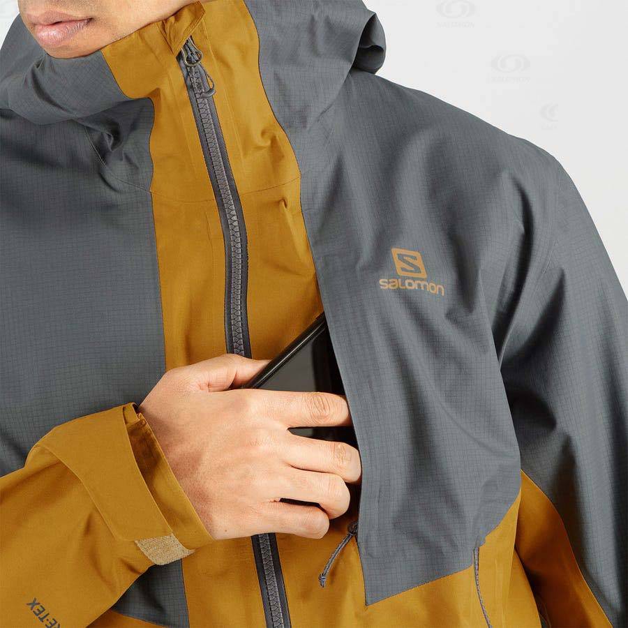 Grey Men's Salomon OUTLINE GORE-TEX HYBRID Waterproof Jackets | USA-S2542