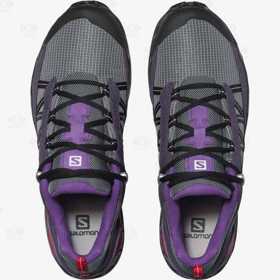 Grey / Purple Women's Salomon SHELTER LOW LEATHER Sneakers | USA-A2032