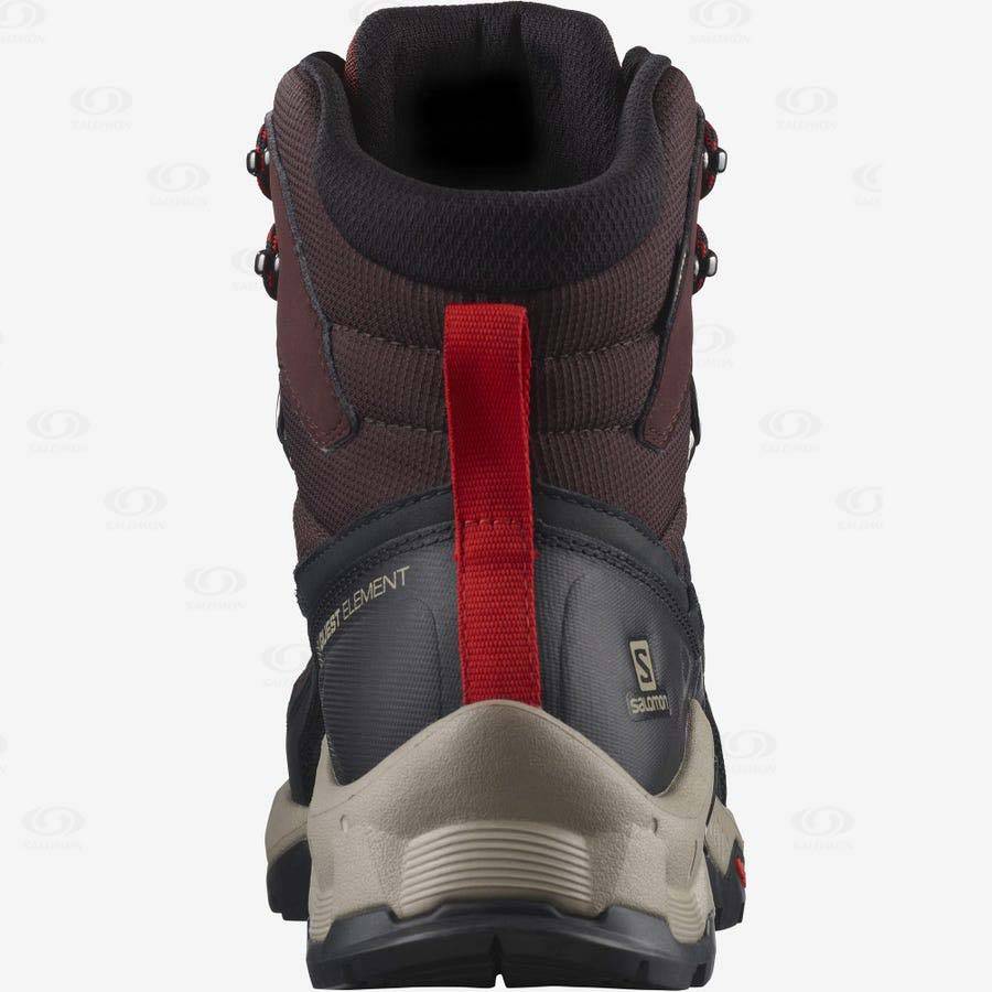 Grey / Red Men's Salomon QUEST ELEMENT GORE-TEX Hiking Boots | USA-S1093