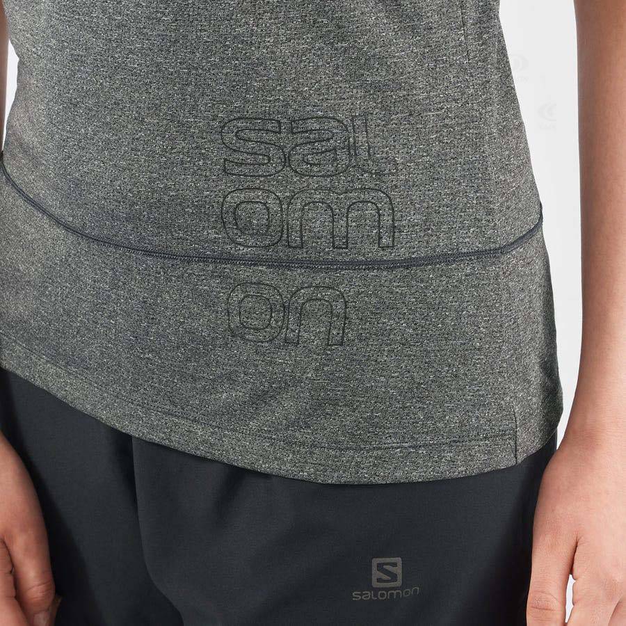 Grey Women's Salomon CROSS RUN GRAPHIC T Shirts | USA-N2233