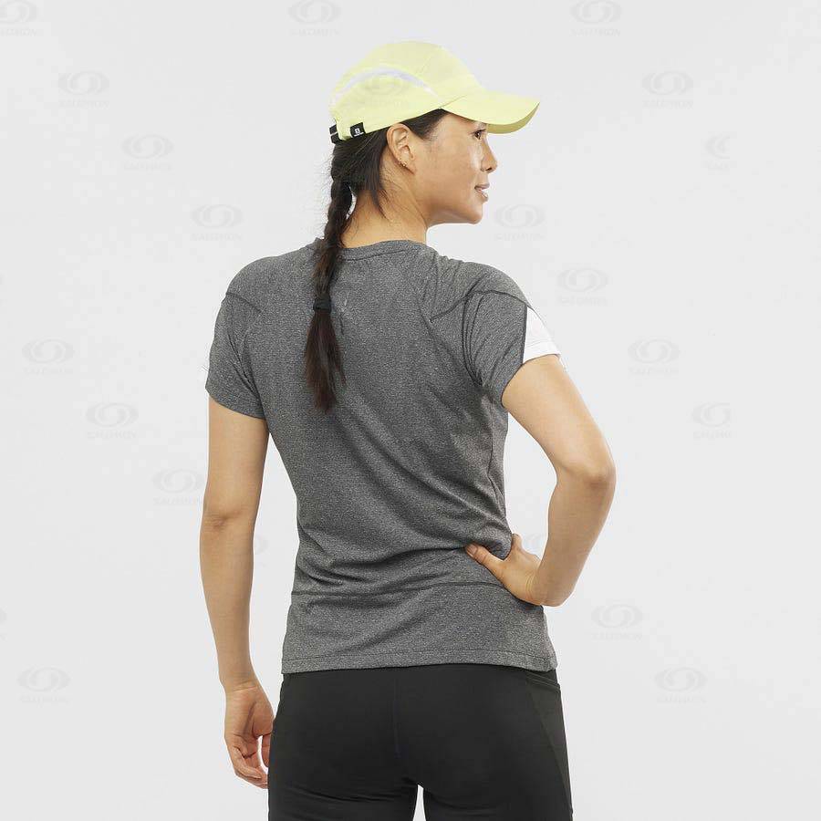 Grey Women's Salomon CROSS RUN GRAPHIC T Shirts | USA-N2233