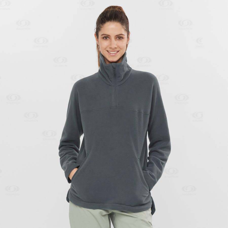 Grey Women's Salomon ESSENTIAL COSY FLEECE Hoodie | USA-W1410