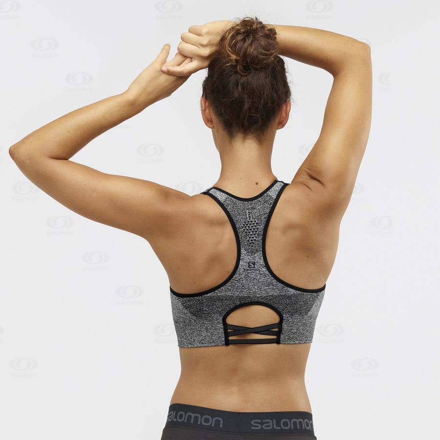 Grey Women's Salomon ESSENTIAL MOVE ON SEAMLESS Sports Bras | USA-L1228