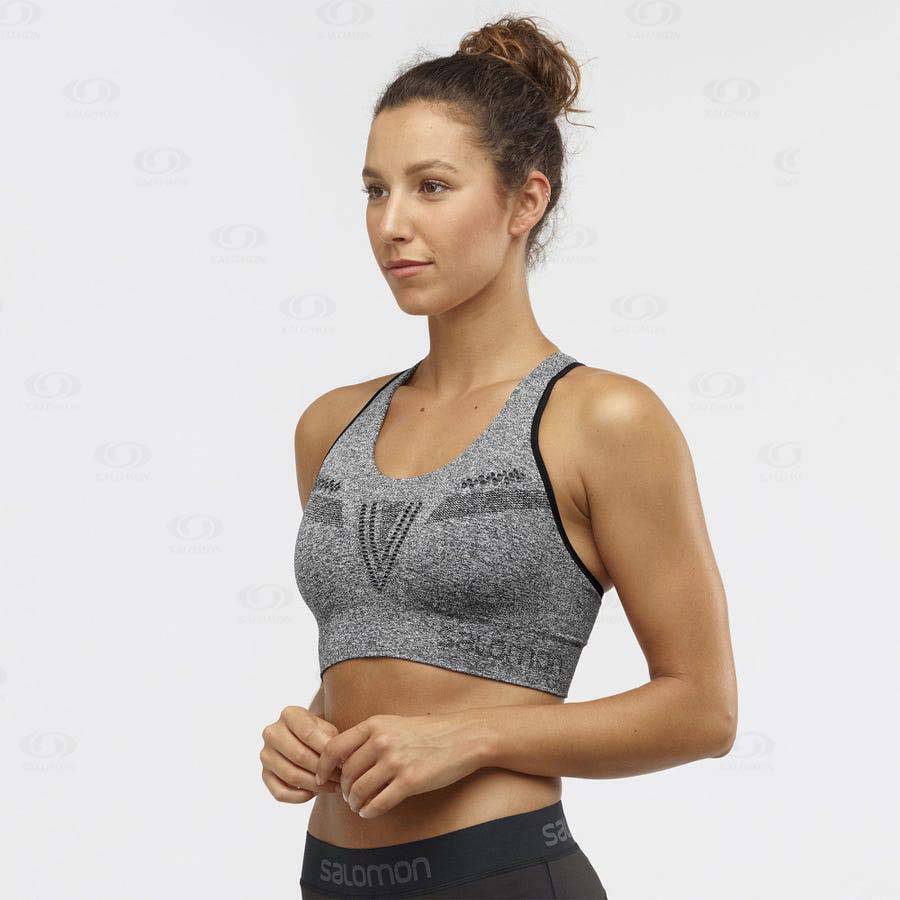 Grey Women's Salomon ESSENTIAL MOVE ON SEAMLESS Sports Bras | USA-L1228