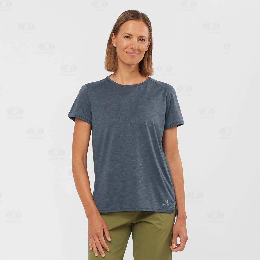 Grey Women's Salomon OUTLINE SUMMER T Shirts | USA-O1467