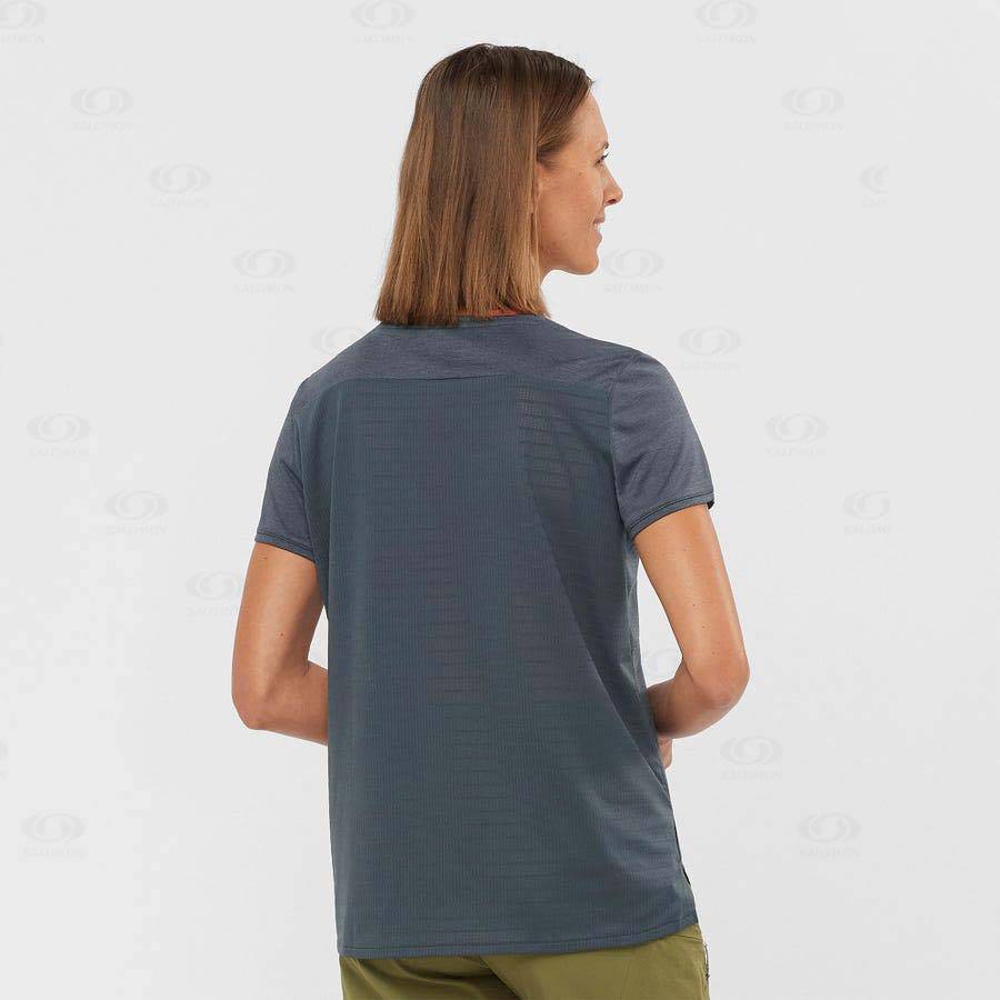 Grey Women's Salomon OUTLINE SUMMER T Shirts | USA-O1467