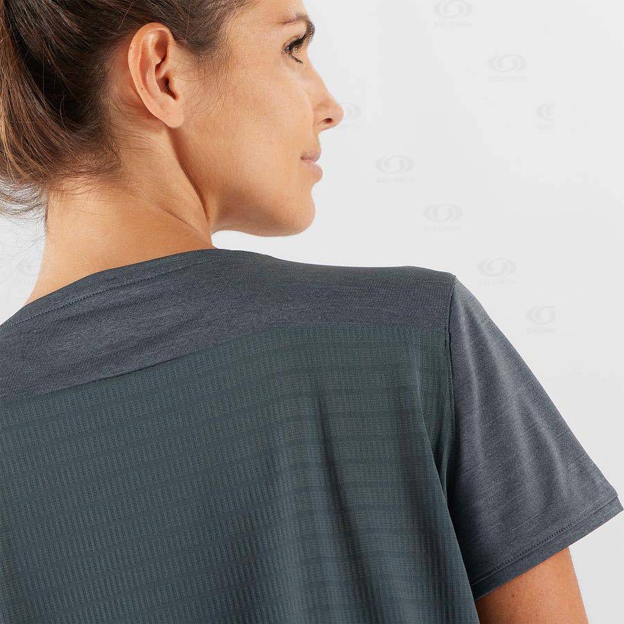 Grey Women's Salomon OUTLINE SUMMER T Shirts | USA-O1467