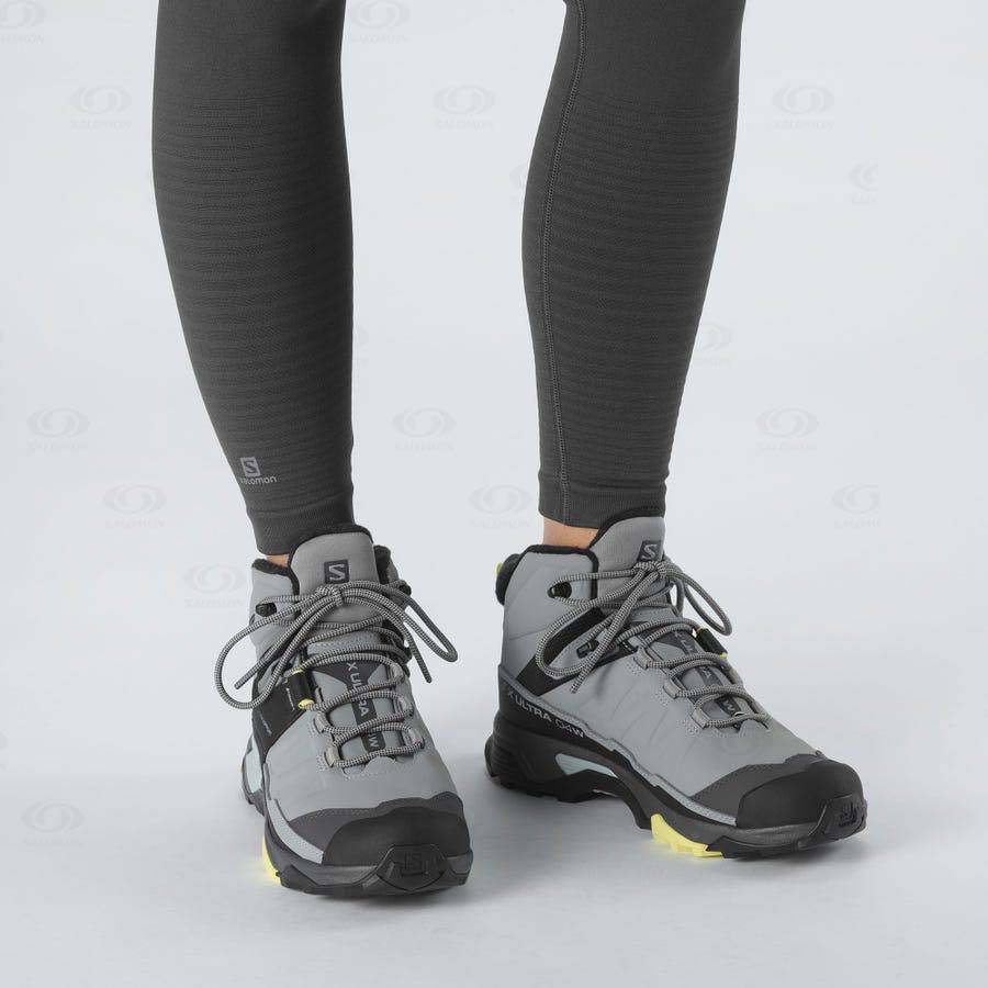 Grey Women's Salomon X ULTRA 4 MID WINTER THINSULATE™ CLIMASALOMON™ WATERPROOF Winter Boots | USA-M1566