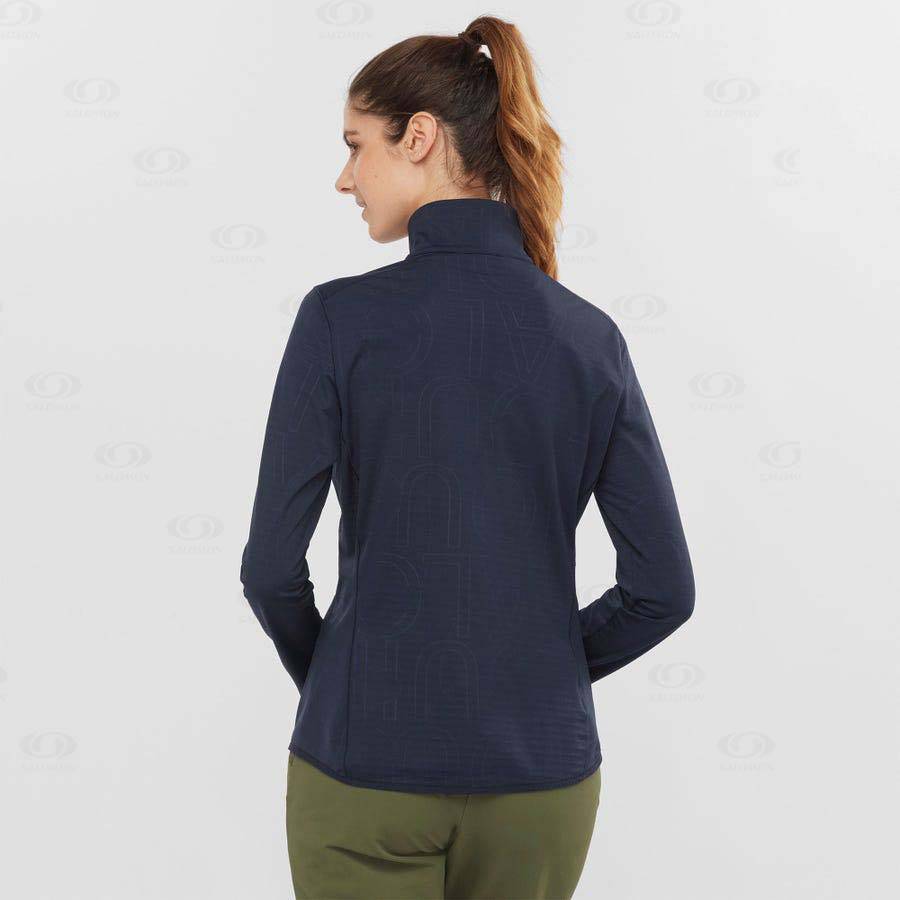 Navy / Blue Women's Salomon ESSENTIAL LIGHTWARM Hoodie | USA-S1338