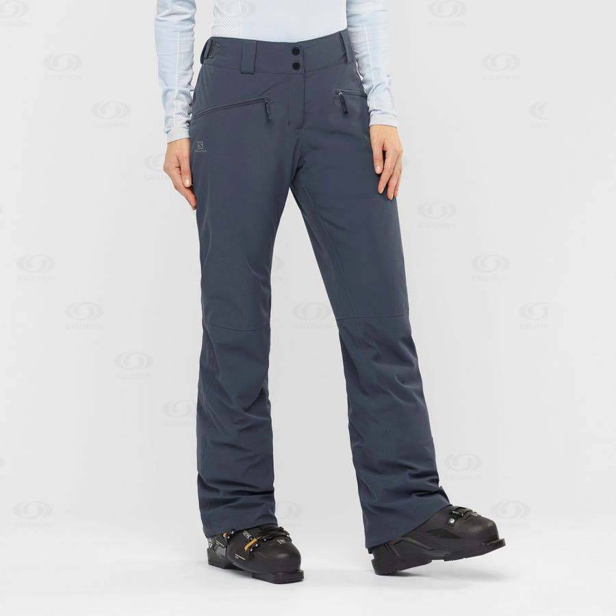 Navy Women's Salomon EDGE Ski Pants | USA-N1981