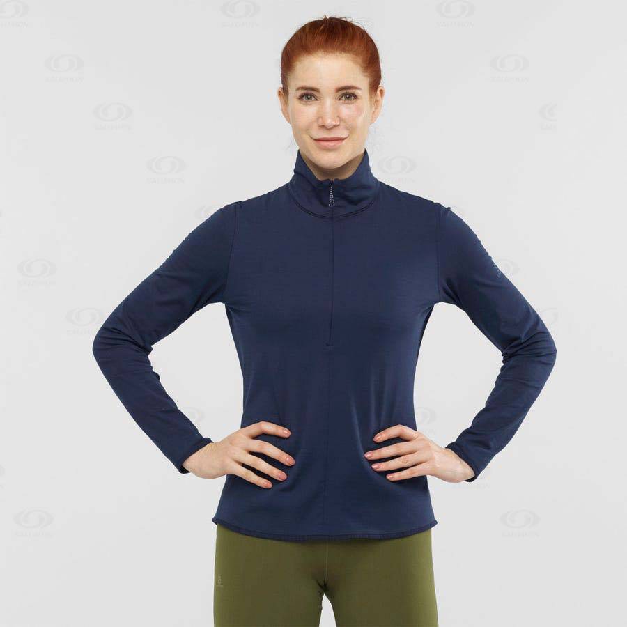 Navy Women's Salomon ESSENTIAL LIGHTWARM Hoodie | USA-W1430