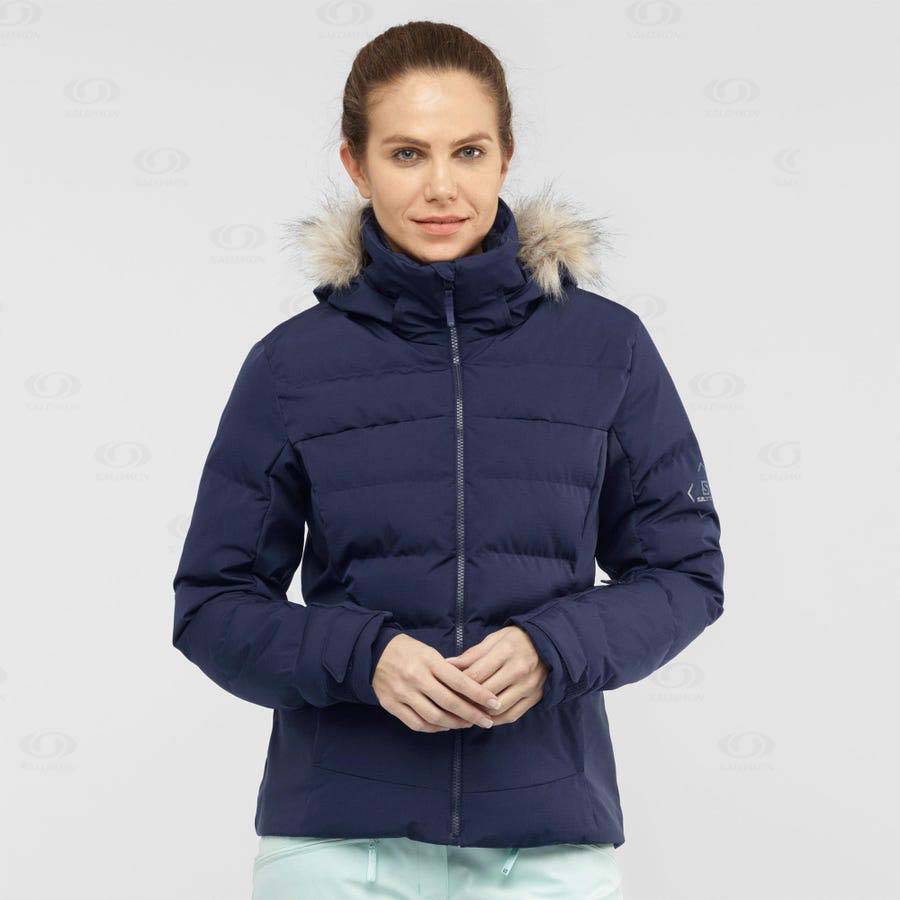 Navy Women's Salomon STORMCOZY Ski Jackets | USA-A1073