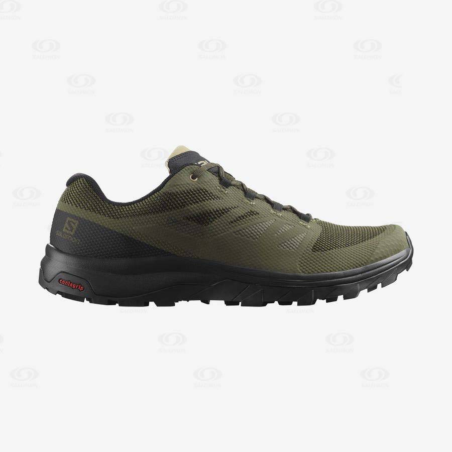 Olive / Black Men's Salomon OUTLINE GORE-TEX Hiking Shoes | USA-S2080