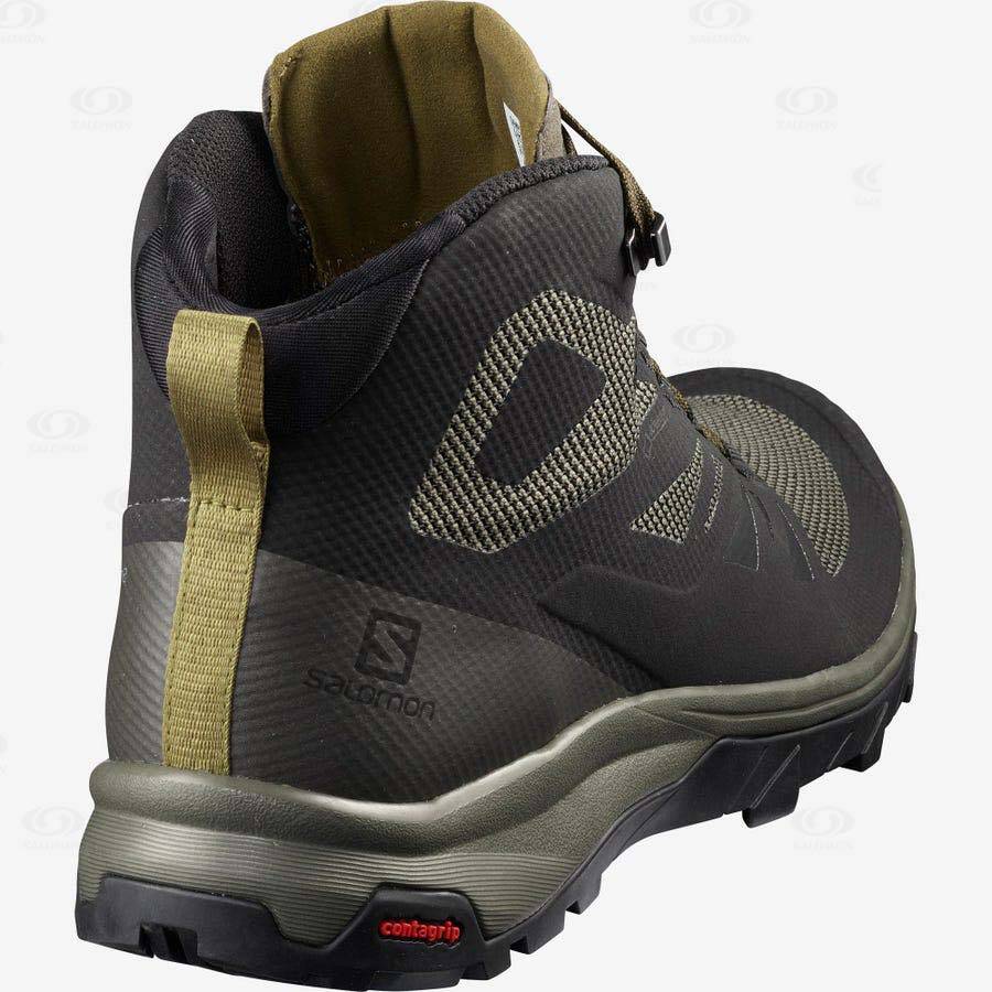 Olive / Black Men's Salomon OUTLINE MID GORE-TEX Waterproof Shoes | USA-M2462