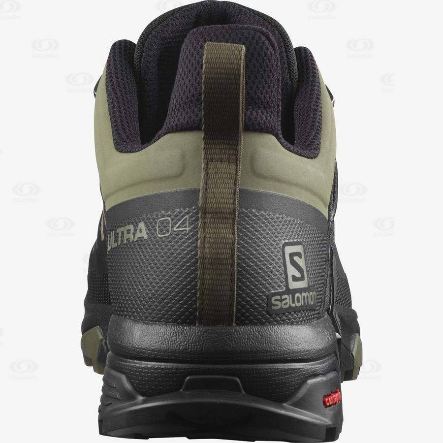 Olive / Black Men's Salomon X ULTRA 4 WIDE GORE-TEX Waterproof Shoes | USA-M1475