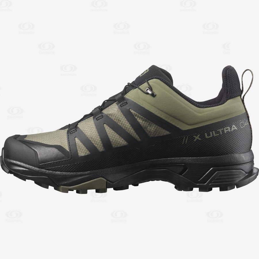 Olive / Black Men's Salomon X ULTRA 4 WIDE GORE-TEX Waterproof Shoes | USA-M1475