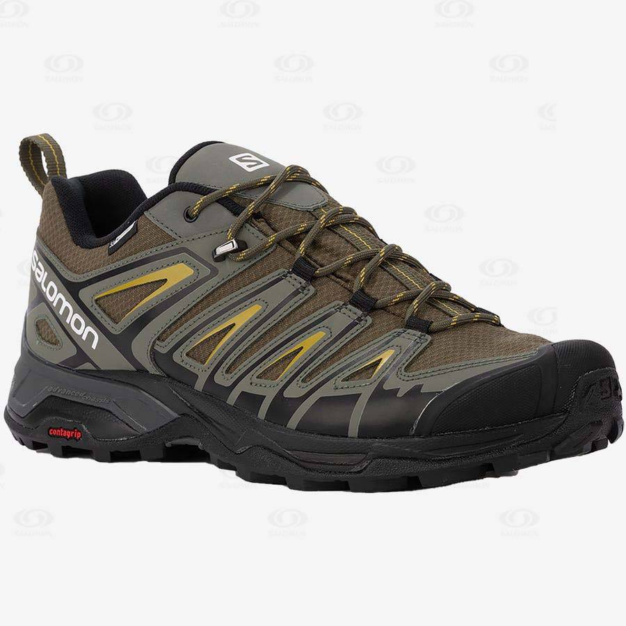 Olive / Black Men's Salomon X ULTRA PIONEER CLIMASALOMON™ Waterproof Shoes | USA-A1675