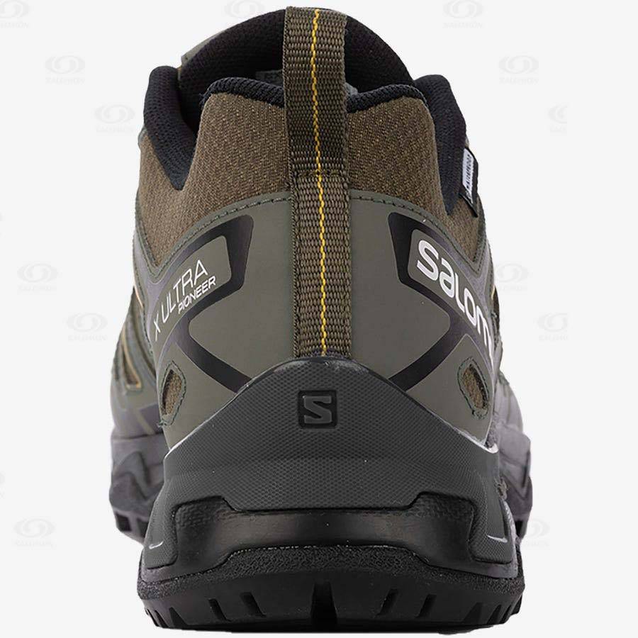 Olive / Black Men's Salomon X ULTRA PIONEER CLIMASALOMON™ Waterproof Shoes | USA-A1675