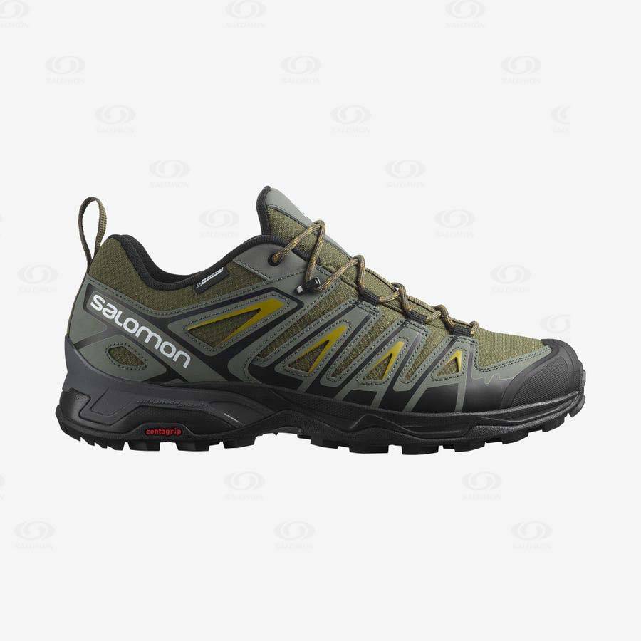 Olive / Black Men\'s Salomon X ULTRA PIONEER CLIMASALOMON™ Waterproof Shoes | USA-A1675