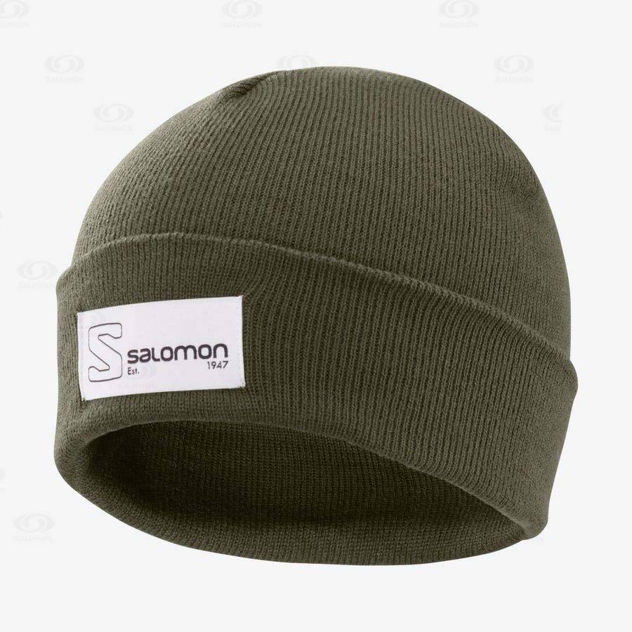 Olive Men\'s Salomon OUTLIFE LOGO Hats | USA-A1815