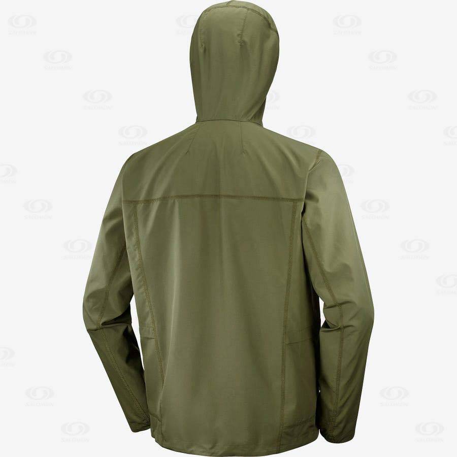 Olive Men's Salomon OUTLIFE PACKABLE SHELL U Windbreaker | USA-M2245