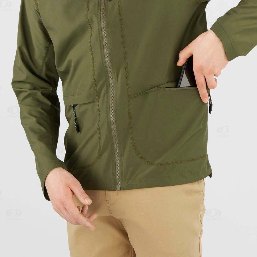 Olive Men's Salomon OUTLIFE PACKABLE SHELL U Windbreaker | USA-M2245