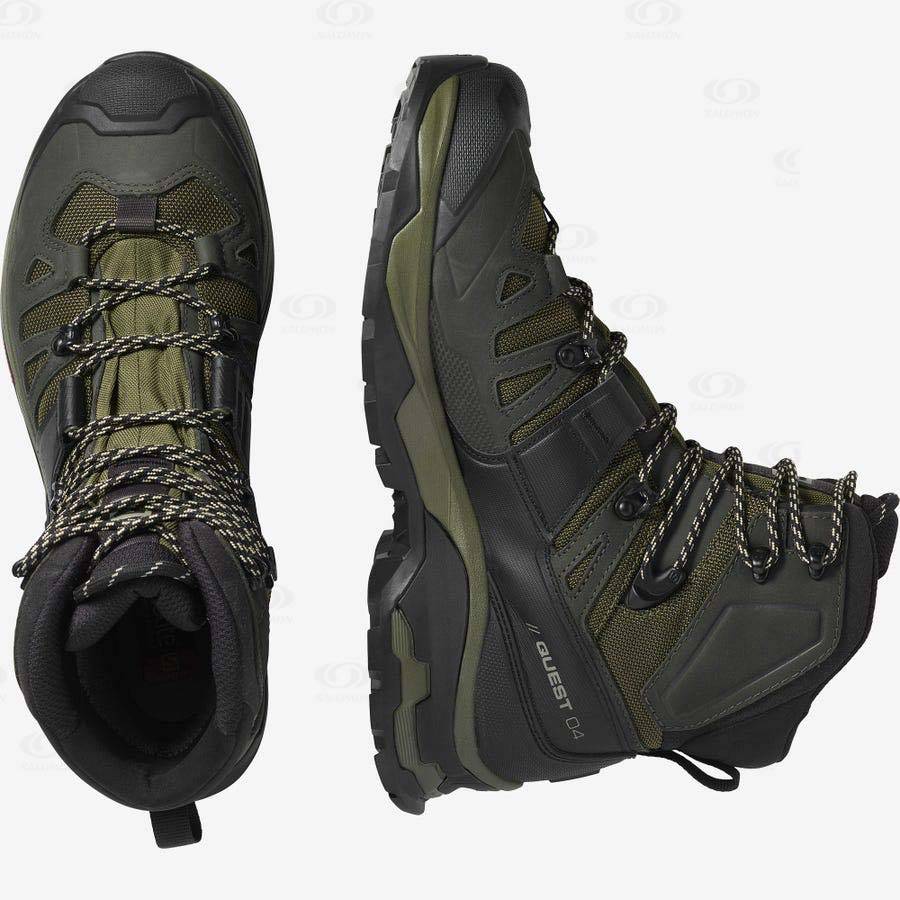 Olive Men's Salomon QUEST 4 GORE-TEX Hiking Boots | USA-O2505