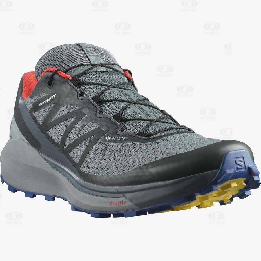 Olive Men's Salomon SENSE RIDE 4 GORE-TEX INVISIBLE FIT Trail Running Shoes | USA-O1397