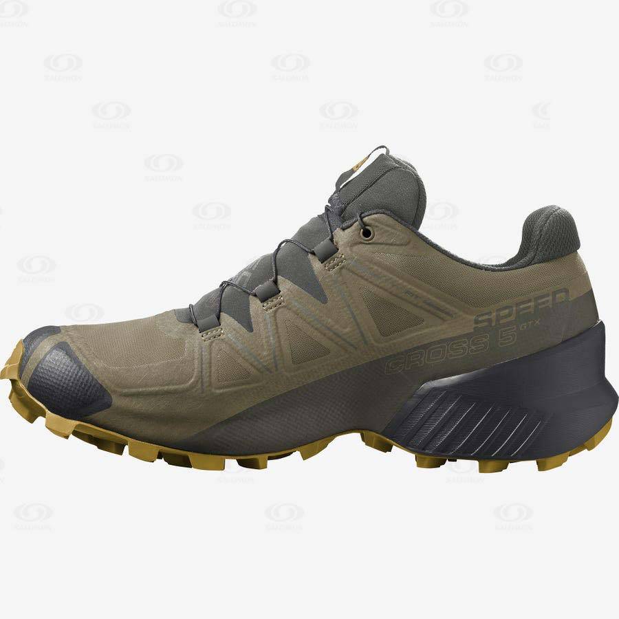 Olive Men's Salomon SPEEDCROSS 5 GORE-TEX Trail Running Shoes | USA-N1694