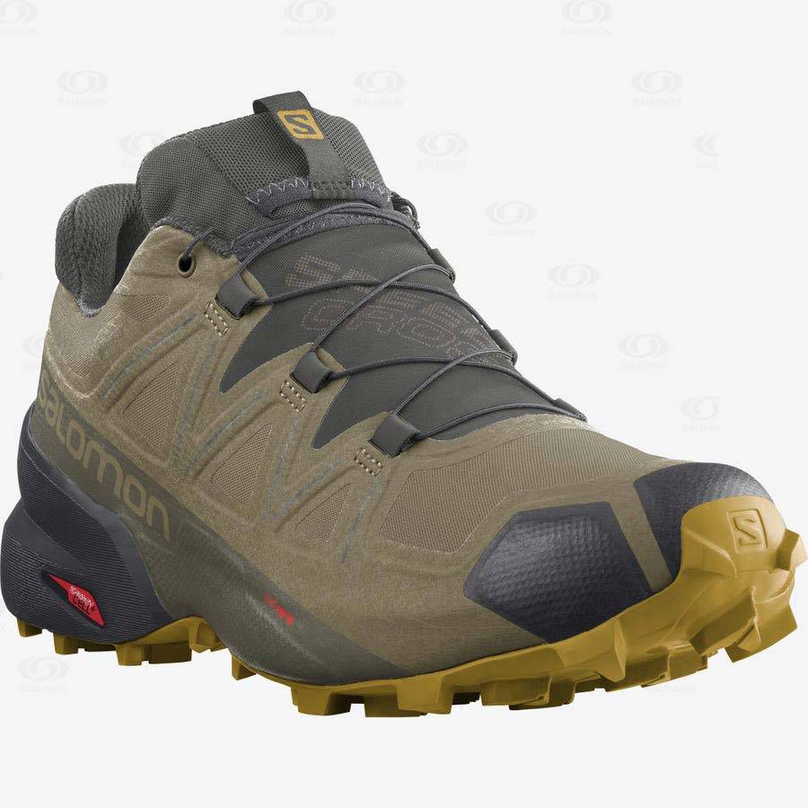 Olive Men's Salomon SPEEDCROSS 5 GORE-TEX Trail Running Shoes | USA-N1694