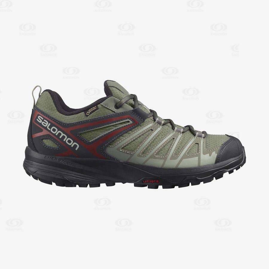 Olive Men\'s Salomon X CREST GORE-TEX Hiking Shoes | USA-M1503