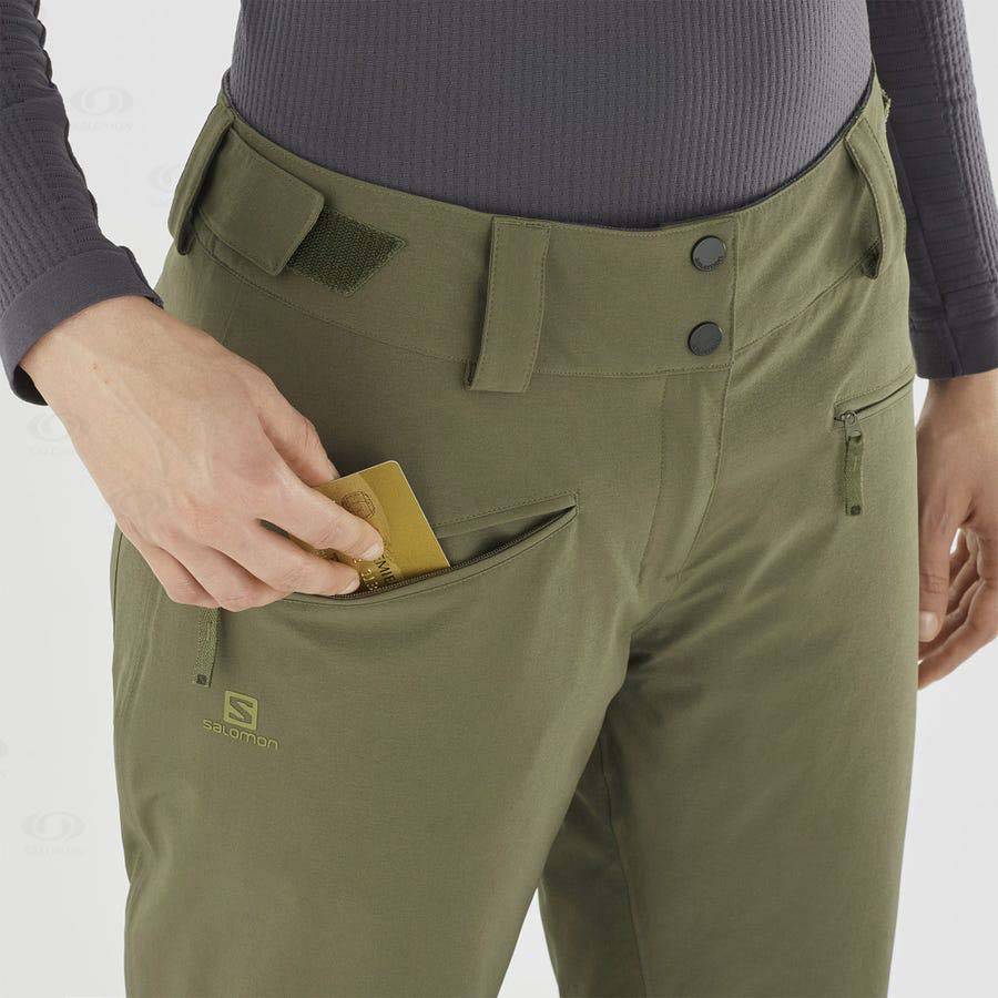 Olive Women's Salomon EDGE Ski Pants | USA-O1565