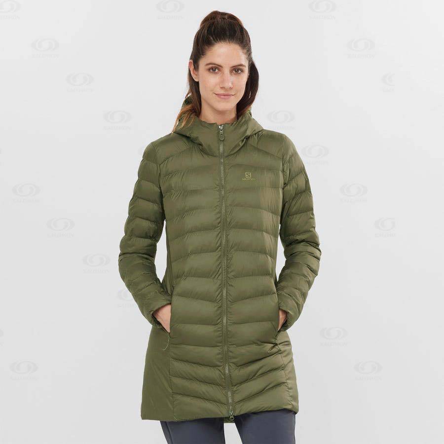 Olive Women's Salomon ESSENTIAL XWARM LONG Insulated Jackets | USA-M2364