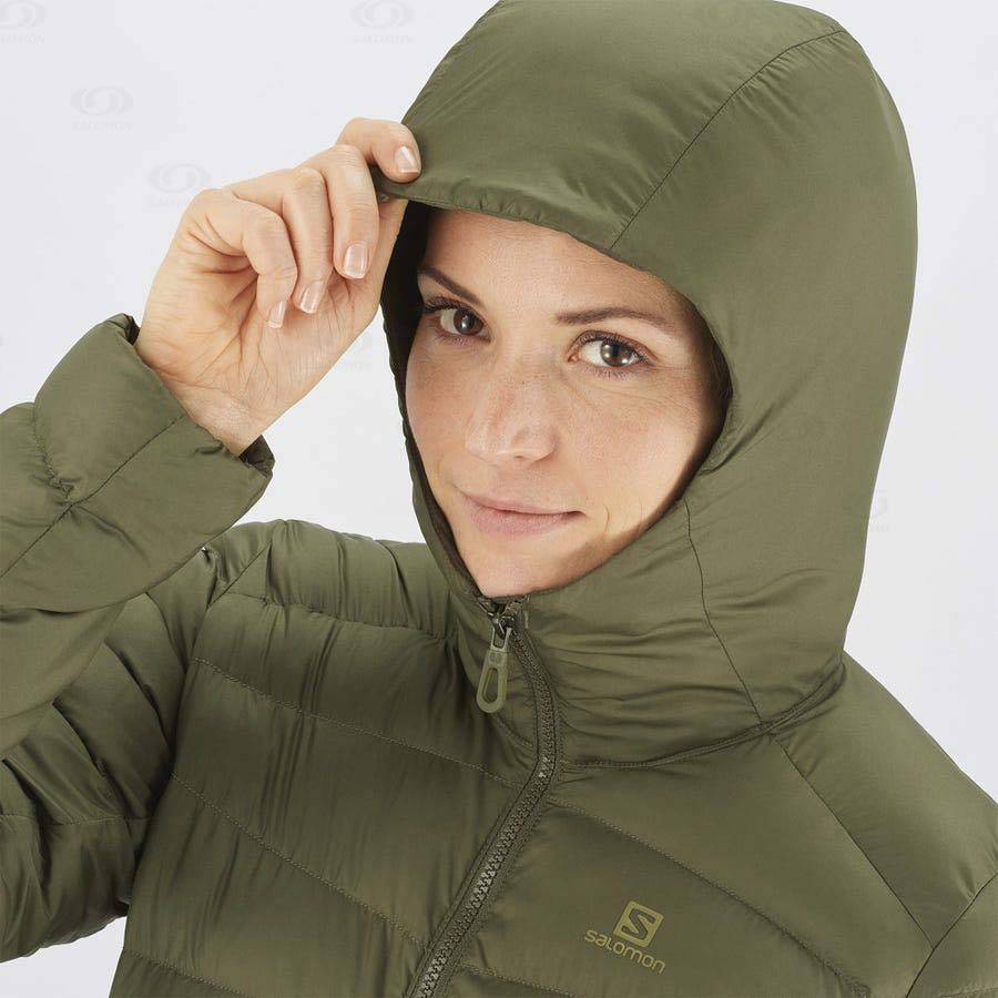 Olive Women's Salomon ESSENTIAL XWARM LONG Insulated Jackets | USA-M2364