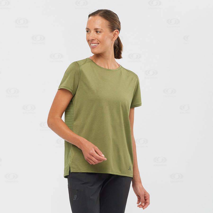 Olive Women's Salomon OUTLINE SUMMER T Shirts | USA-A1150