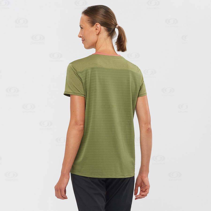 Olive Women's Salomon OUTLINE SUMMER T Shirts | USA-A1150