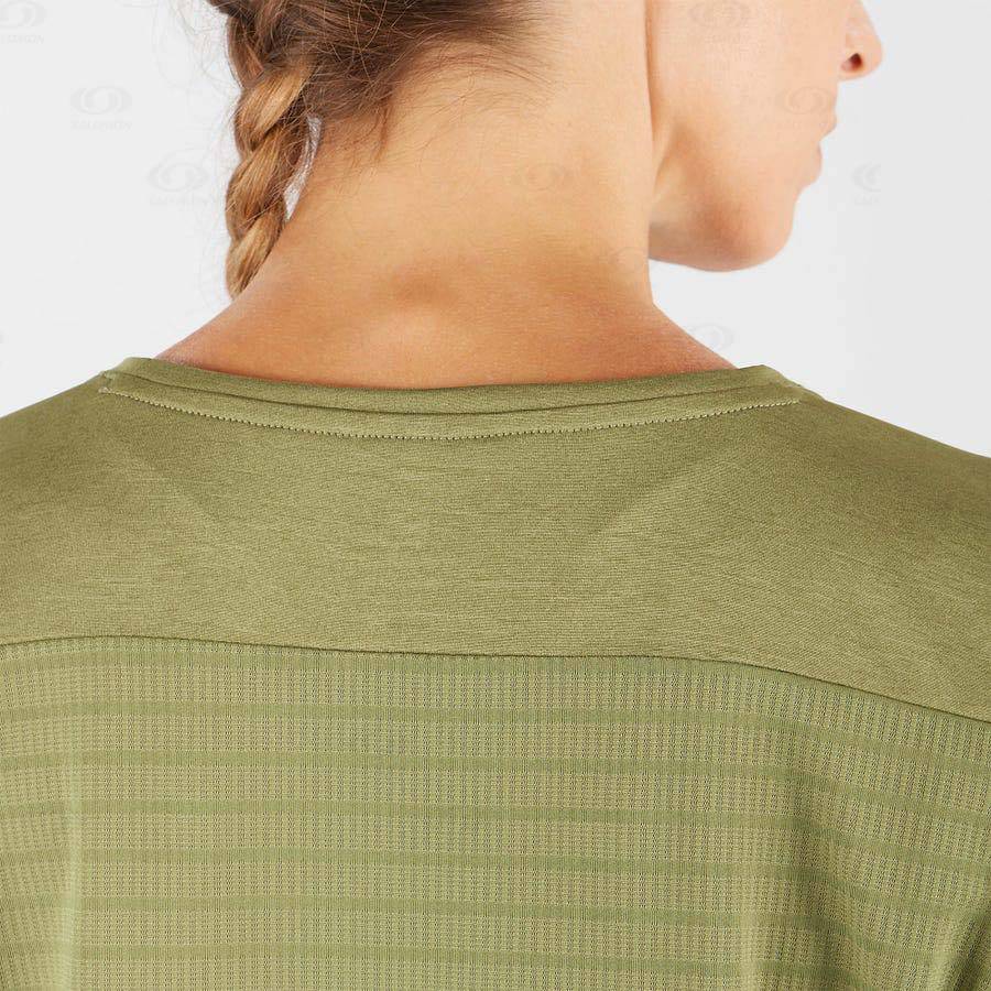 Olive Women's Salomon OUTLINE SUMMER T Shirts | USA-A1150